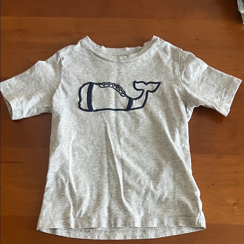 Vineyard Vines Kids' Gray Tee with Navy Whale